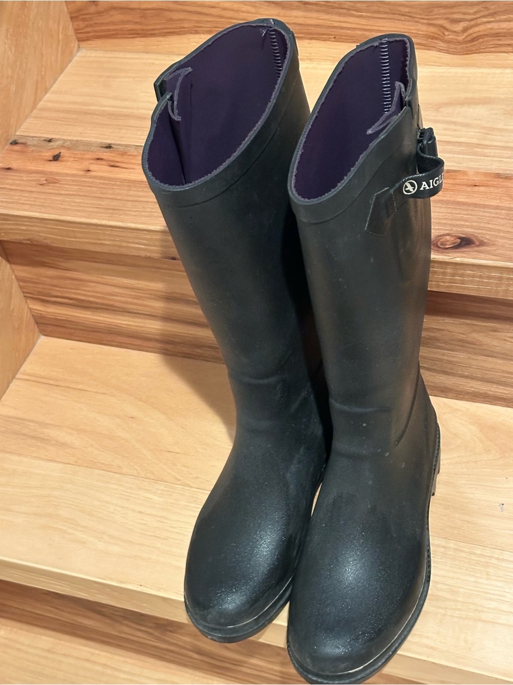Aigle Aigleton F3 Hunting rain boot black and purple